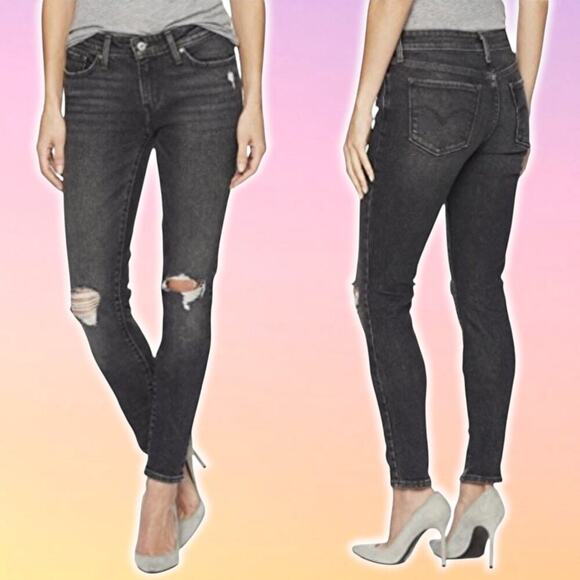 Levi's Denim - NWT LEVI'S 711 Women's Skinny Jeans Size 24 Ripped Knee In Bandit Black